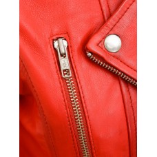 Marx Ladies Red Biker Leather Jacket Toronto